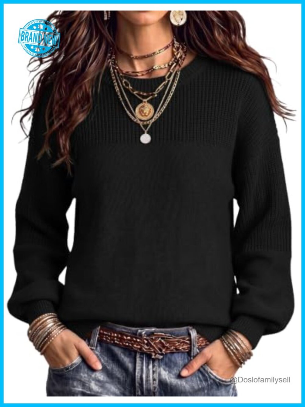 Women's Cotton Chunky Knit Pullover Sweater Loose Fit Casual Fall
